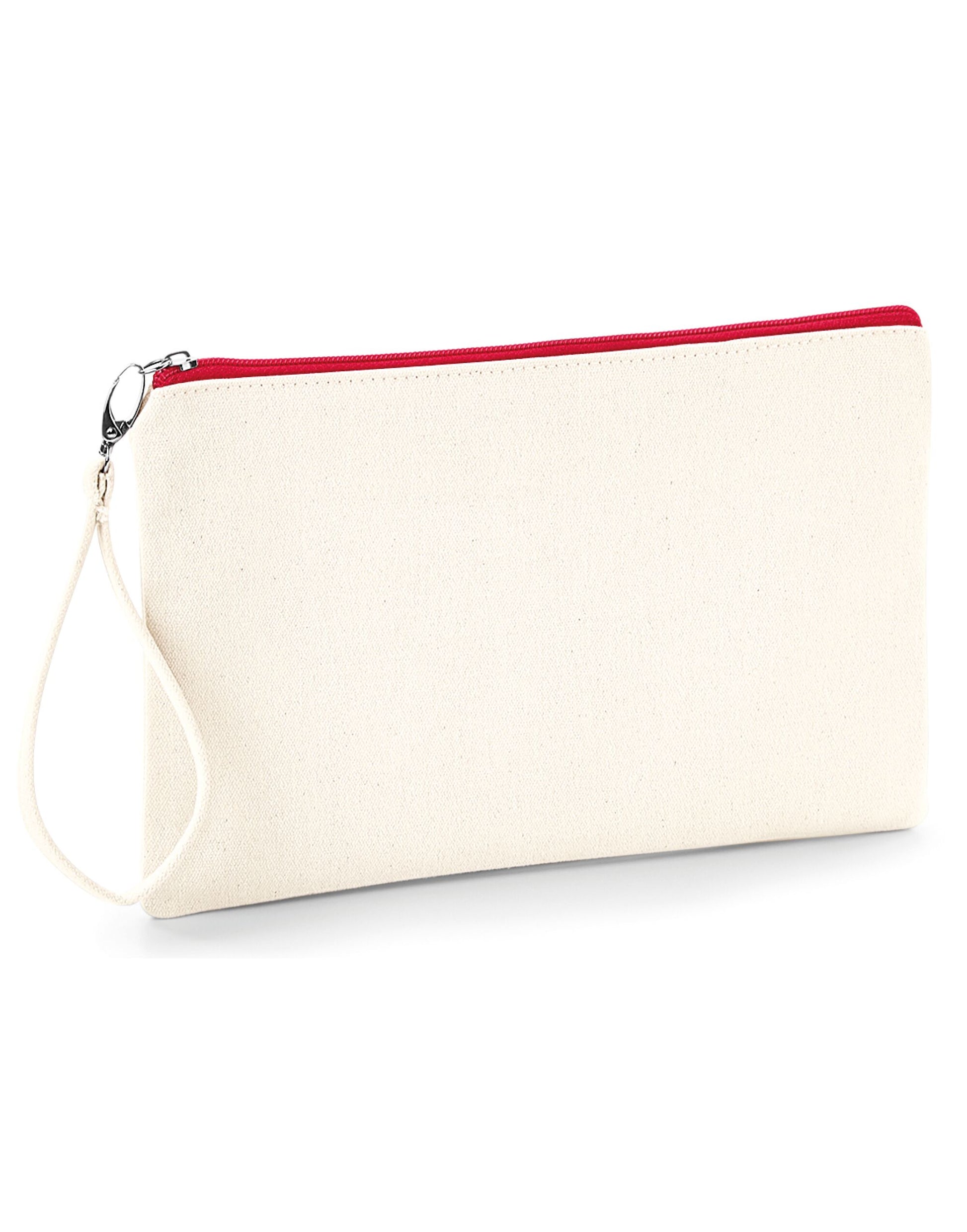 Canvas Wristlet Pouch - Natural/Red