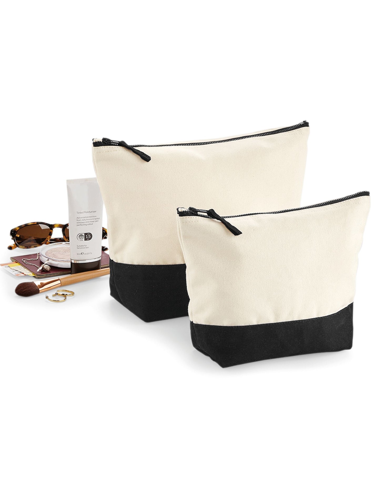Dipped Base Canvas Accessory Bag - Natural/Black