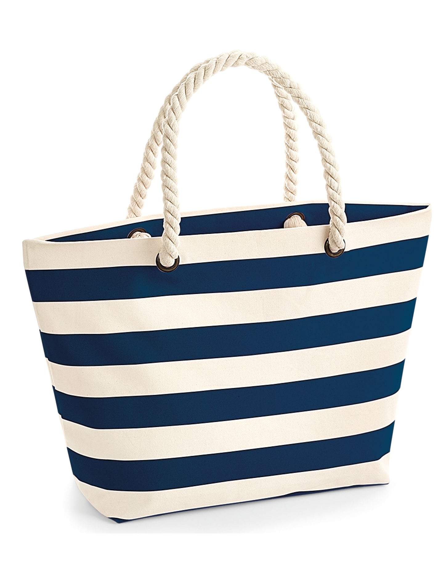 Nautical Beach Bag - Natural/Navy