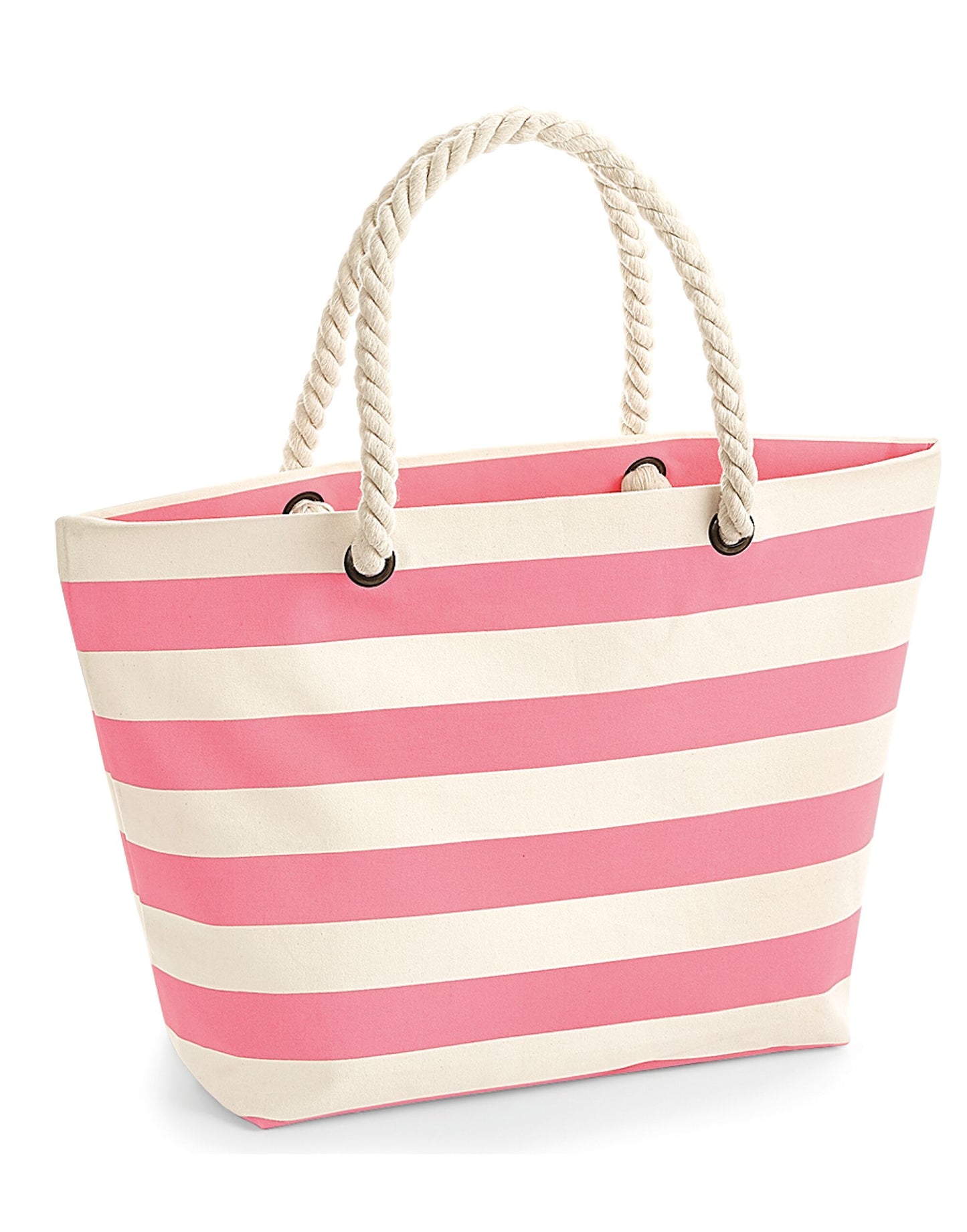 Nautical Beach Bag - Natural/ Pink