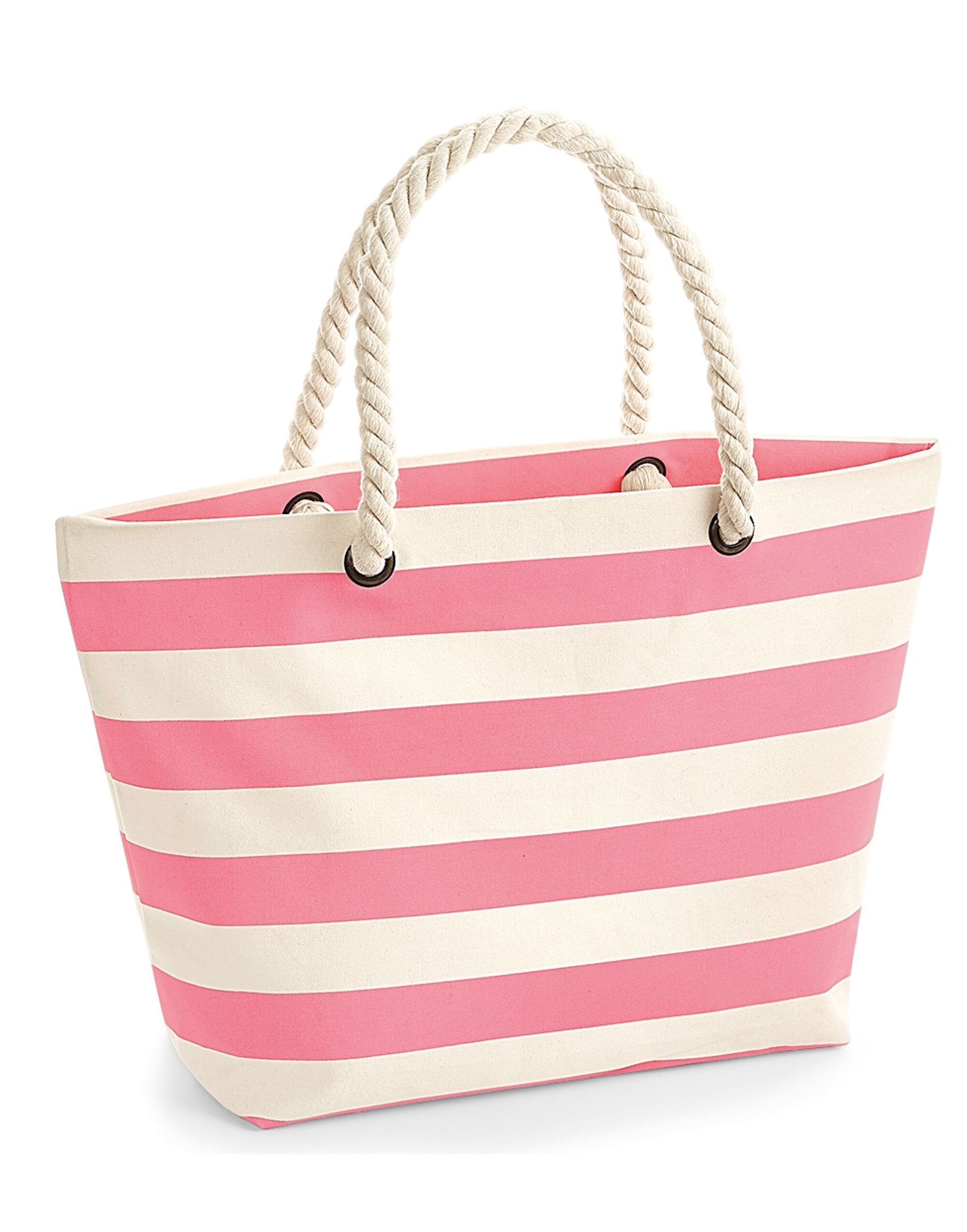 Nautical Beach Bag - Natural/ Pink
