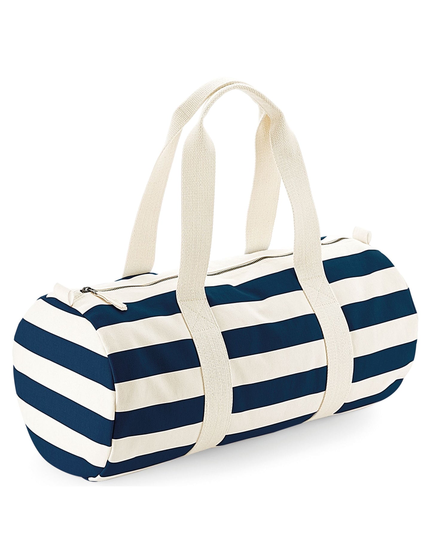 Nautical Barrel Bag - Natural/Navy